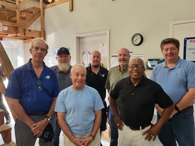 From left to right: Steve Hosmer (Commissioner-Secretary), Russ Lane (Utilities Director), Barry Laub (Commissioner-Vice Chair), TJ West (Safety Manager), Bob Walker (Director), Ronnie Jenkins (Commissioner-Chair), and Ken Brown (Deputy Finance Director).